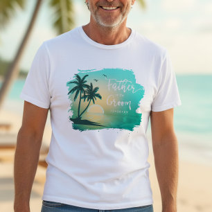 Camiseta Tropical Isle Padre do Groom Teal ID581