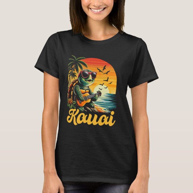 Camiseta Tropical Kauai Hawaii Sea Turtle Havaiana Vacinaçã (Frente)