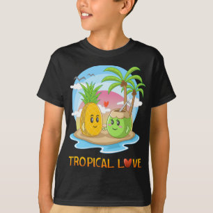 Camiseta Tropical Love Funny Tropical Island Happy Casal V