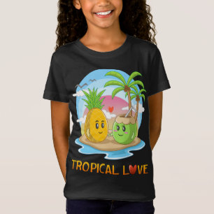 Camiseta Tropical Love Funny Tropical Island Happy Casal V
