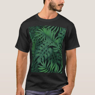 Camiseta Tropical Night Green: Padrão Vegetal Exótico