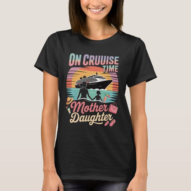 Camiseta Tropical On Cruise Time Mother Daughter with Palm  (Frente)