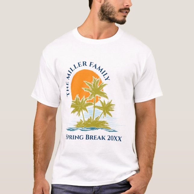 Camiseta Tropical Palm Tree Beach Trip Sunset Cut. (Frente)