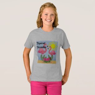 Camiseta Tropical Paraíso Rosa Flamingo - T-S Básico Para M