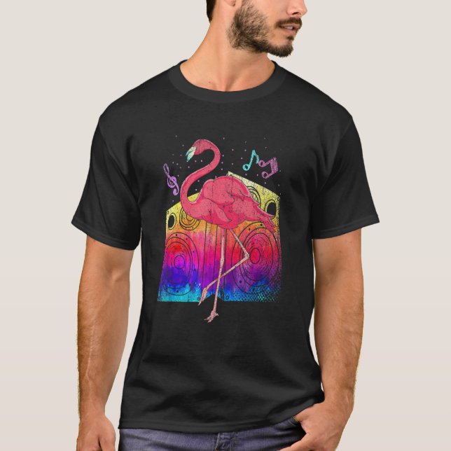 Camiseta Tropical Party Animal Cool Exotic Bird Music Pink  (Frente)