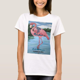 Camiseta Tropical Rosa Flamingo 50º Fabuloso Aniversário