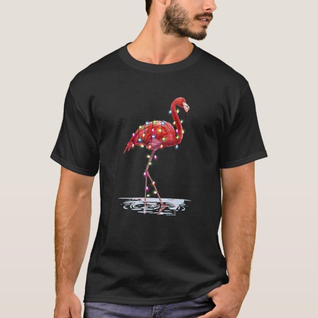 Camiseta Tropical Rosa Flamingo Hawaii Verão Natal Natal (Frente)