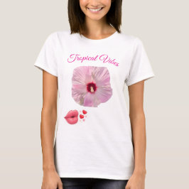 Camiseta Tropical Rosa Hibisco