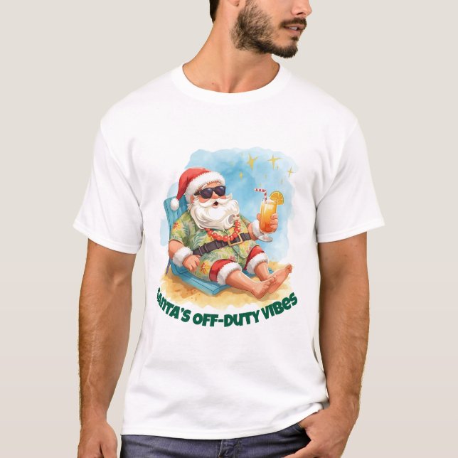 Camiseta Tropical Santa Beach Vibes – Funny Christmas (Frente)