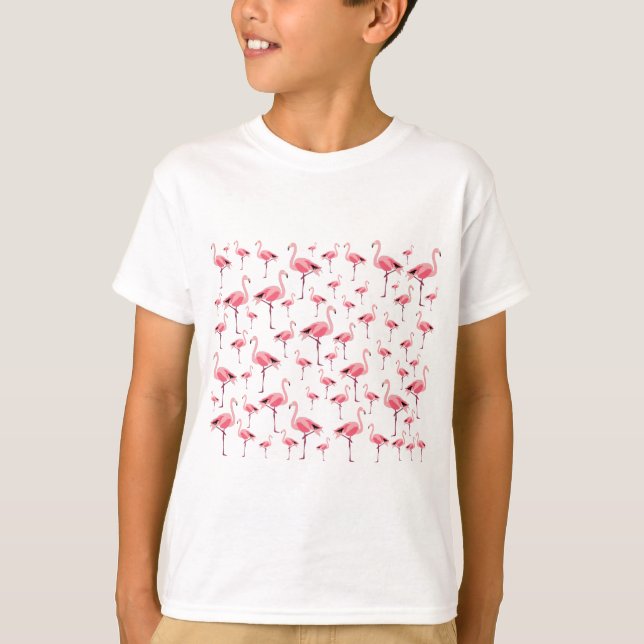 Camiseta Tropical Summer Pink Flamingo Pattern (Frente)