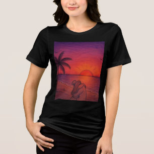 Camiseta Tropical Sunset Beach Estética de Verão