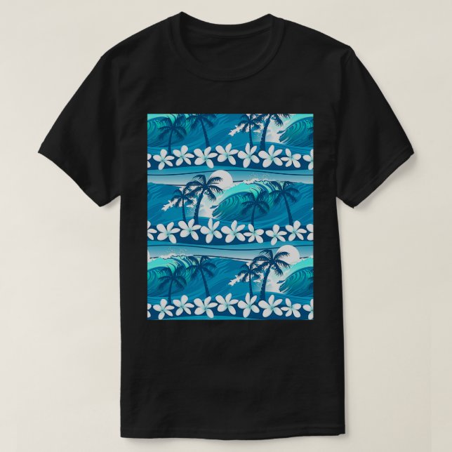 Camiseta Tropical surf wave with palm trees Graphic (Frente do Design)