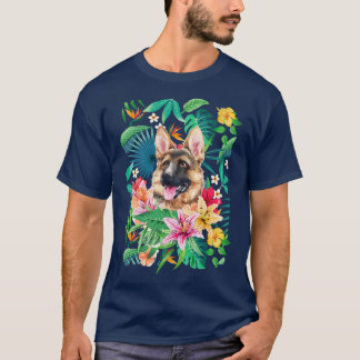 Camiseta Tropical Tan German shepherd Cão 1