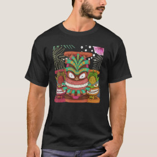Camiseta Tropical Totem Havaiana Máscara Polynésia Statu