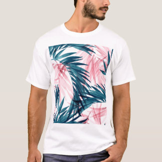 Camiseta Tropical Transparente: Abstrato Floral Watercolor.
