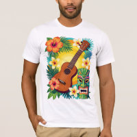 Camiseta Tropical Ukulele Tiki Luau Party Vibes