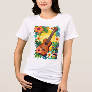 Camiseta Tropical Ukulele Tiki Luau Party Vibes