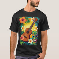 Camiseta Tropical Ukulele Tiki Luau Party Vibes