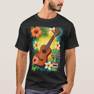 Camiseta Tropical Ukulele Tiki Luau Party Vibes