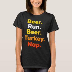 Camiseta Trot Beer Run Beer Turkey Nap Ação de Graças