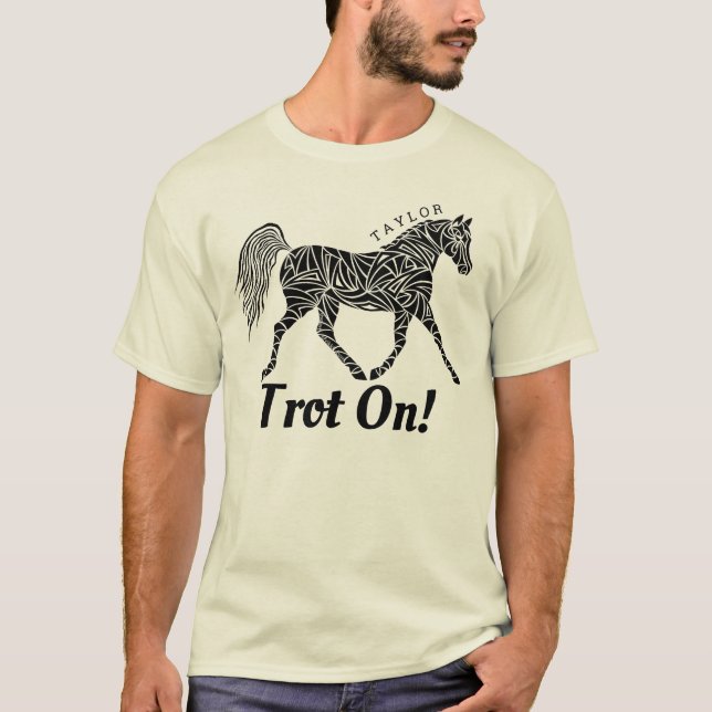 Camiseta Trote conhecido opcional trotar tribal do cavalo (Frente)