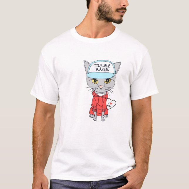 Camiseta trouble maker catlover  (Frente)