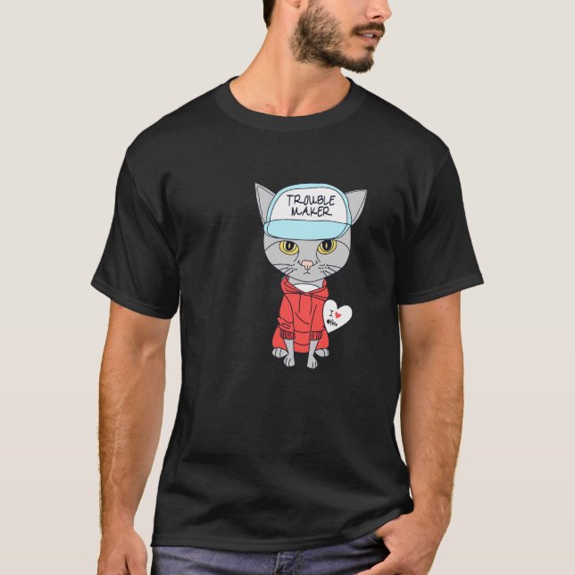 Camiseta trouble maker catlover  (Frente)
