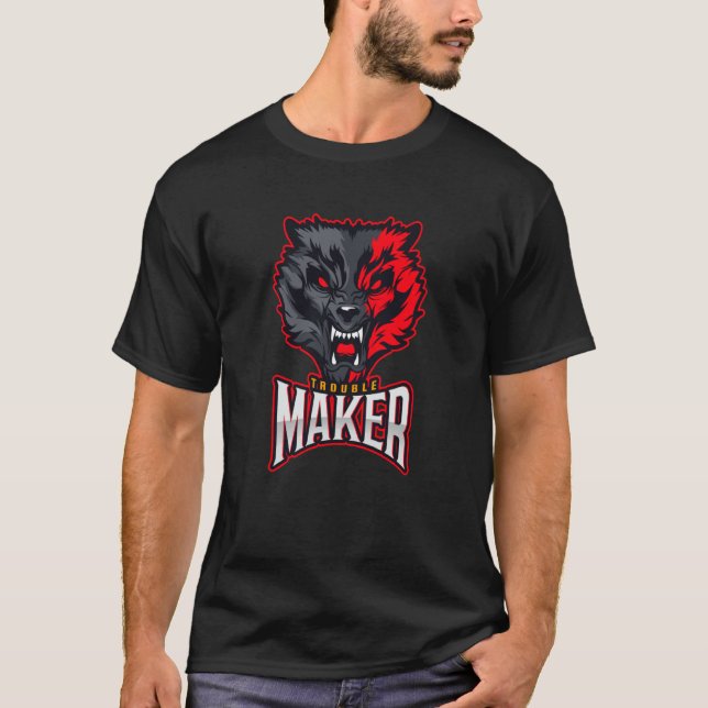 Camiseta Troublemaker Attitude Rebel Wolf 1 (Frente)