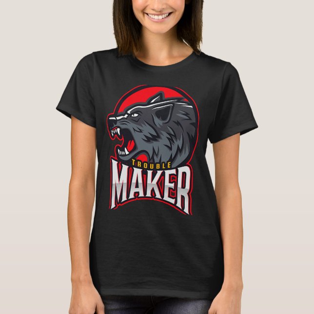 Camiseta Troublemaker Attitude Rebel Wolf 2 (Frente)