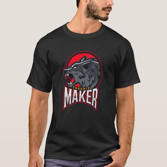Camiseta Troublemaker Attitude Rebel Wolf  2 (Frente)
