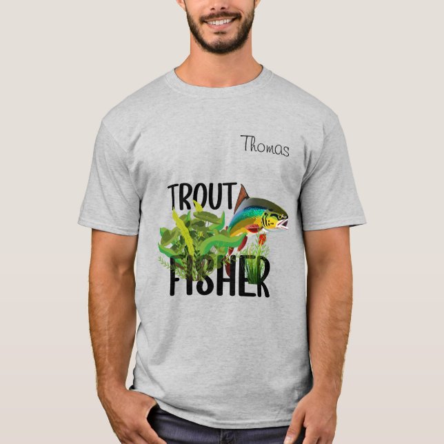 Camiseta Trout Fisher Rainbow Trout No Ambiente Natural (Frente)