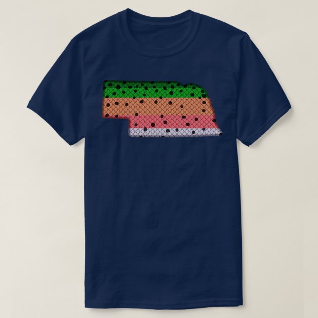 Camiseta Trout Fisheries Rainbow Pattern Estado de Nebraska (Frente do Design)
