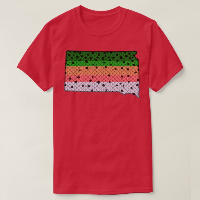 Camiseta Trout Fisheries Rainbow Pattern South Dakota S (Frente do Design)