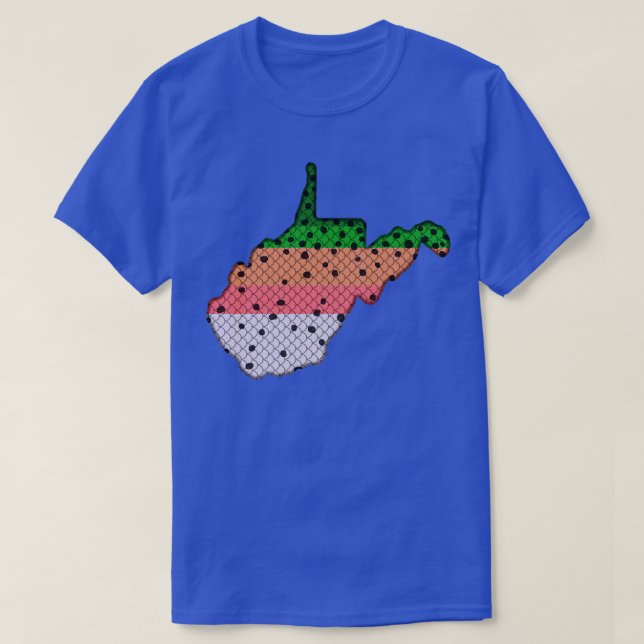 Camiseta Trout Fisheries Rainbow Pattern West Virginia (Frente do Design)