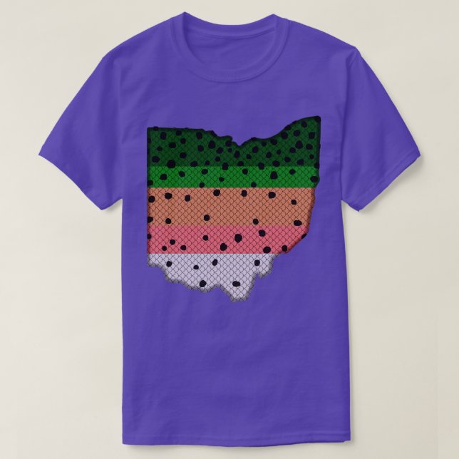 Camiseta Trout Pescaria Arco-Íris - Mapa do Estado de Ohio (Frente do Design)