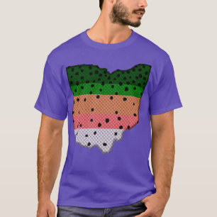 Camiseta Trout Pescaria Arco-Íris - Mapa do Estado de Ohio