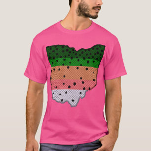 Camiseta Trout Pescaria Arco-Íris - Mapa do Estado de Ohio