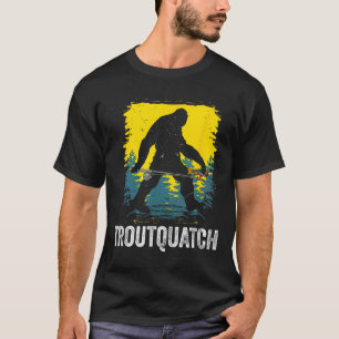 Camiseta Troutquatch Pesca de Truta Pescador Pé Grande 