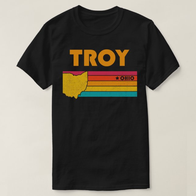 Camiseta Troy Ohio Vintage afressou Souvenir (Frente do Design)
