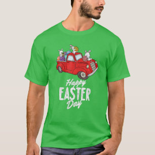 Camiseta Truck Bunny Eggs Red Truck Hunt Páscoa