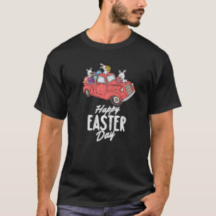 Camiseta Truck Bunny Eggs Red Truck Hunt Páscoa