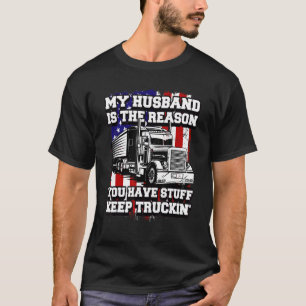 Camiseta Truck Driver Husband American Flag