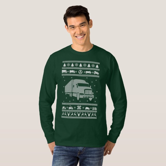 Camiseta Truck Driver Ugly Christmas Sweater (Frente Completa)