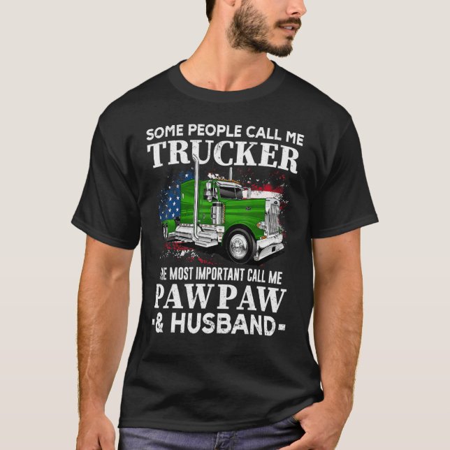 Camiseta Truck Driver US Flag Trucker Pawpaw And Husband (Frente)