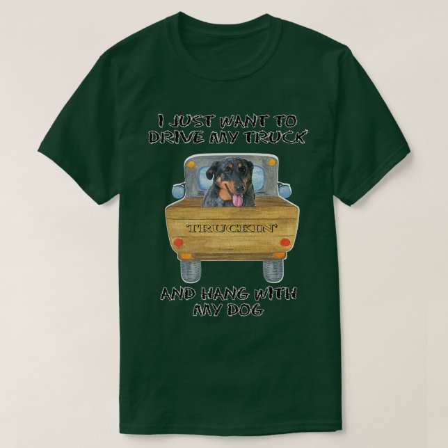 Camiseta Truck Driving Dog Beauceron  (Frente do Design)