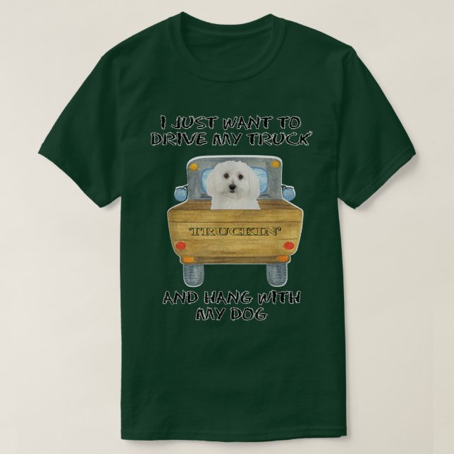 Camiseta Truck Driving Dog Bichon Frises  (Frente do Design)