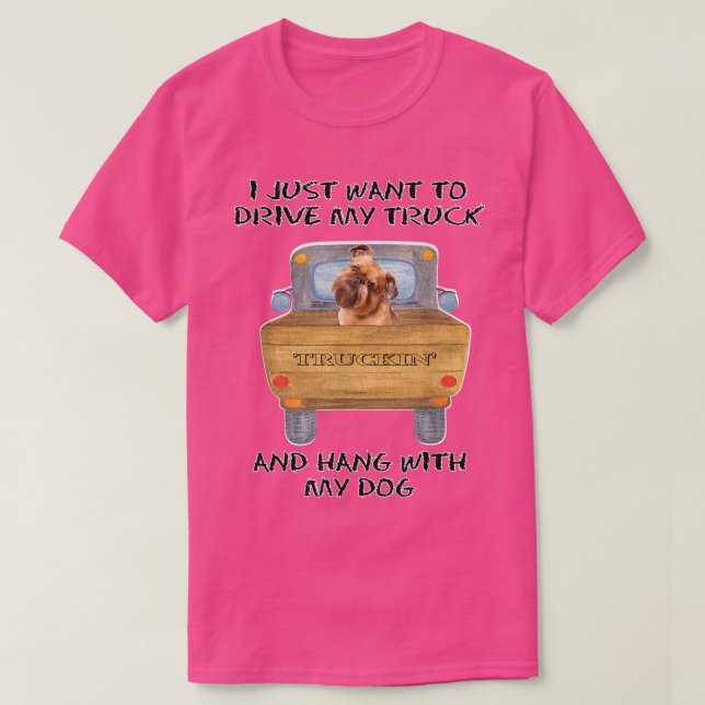 Camiseta Truck Driving Dog Brussels Griffon  (Frente do Design)