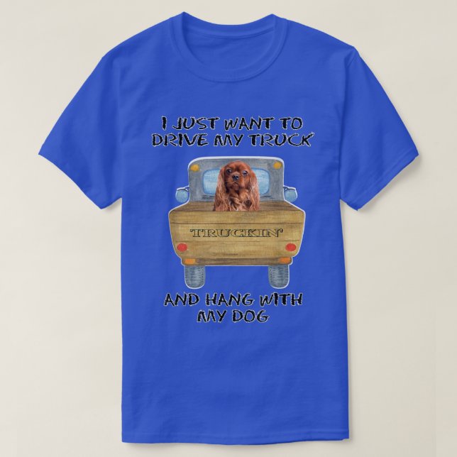 Camiseta Truck Driving Dog Cavalier King Charles Brown  (Frente do Design)