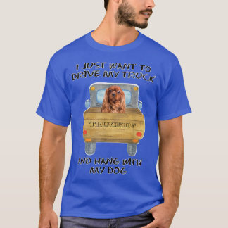 Camiseta Truck Driving Dog Cavalier King Charles Brown 
