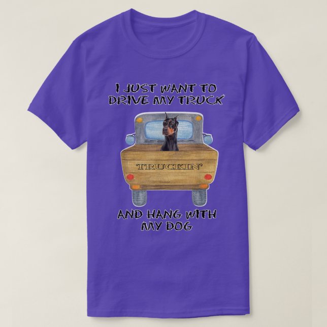 Camiseta Truck Driving Dog Doberman Pinscher  (Frente do Design)